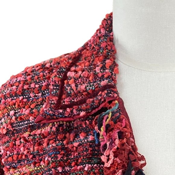 Yak Magik Silk Velvet Whimsigoth Jacket Red Fairy Grunge Fringe Maximalist-L - Picture 5 of 16